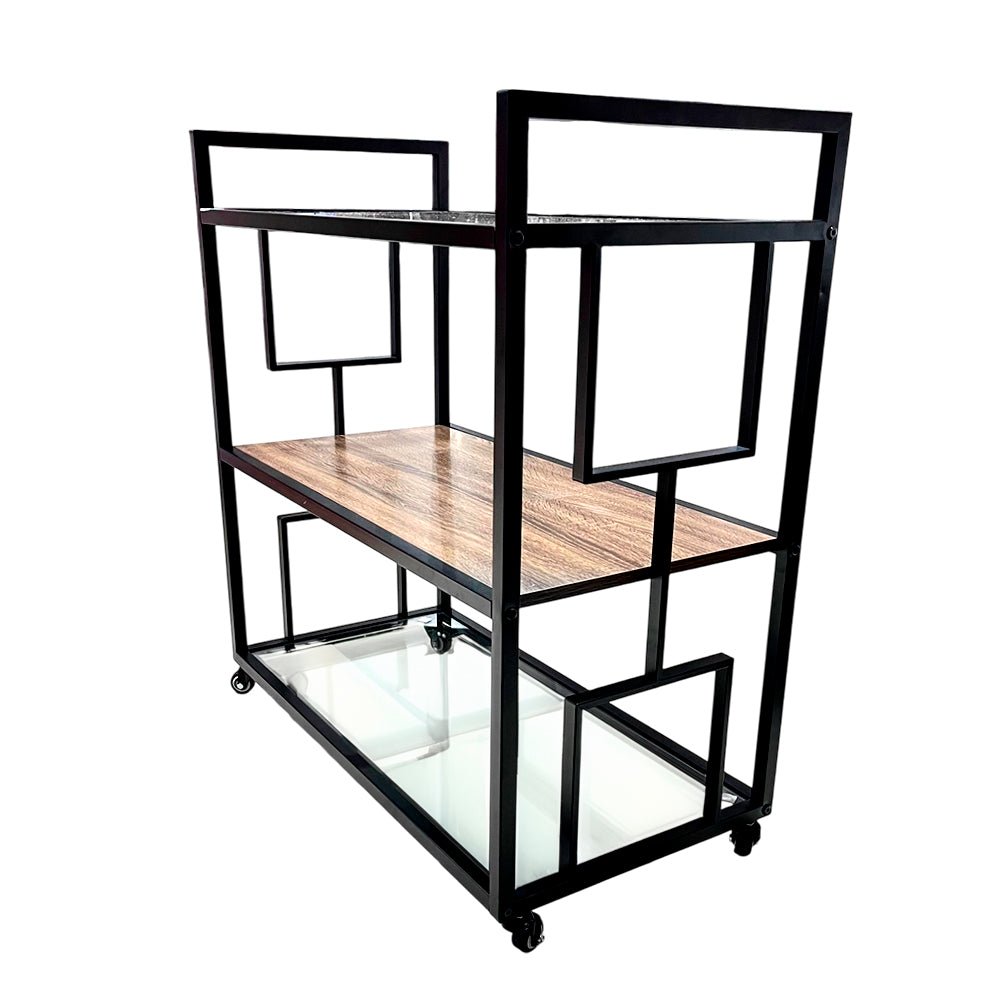 Carrito de Servicio / 3 Niveles / Metal y Madera - Elements Furniture - Titan.com.pa - 2100001401092