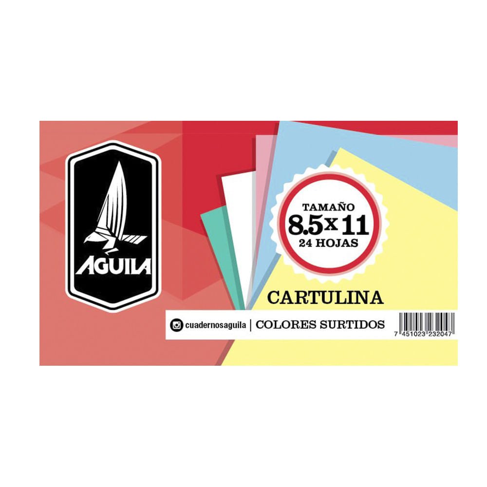 Cartulina Águila Colores Neón 8.5" x 11" de 24 Hojas - Surtido