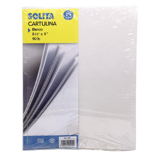 Cartulina Blanca Solita 24 Hojas 8.5" x 11"