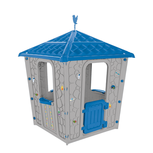Casa Infantil Stone Gris Con Techo Azul 151 X 114 X 114 CM - Pilsan - Pilsan - Titan.com.pa - 8693461102028