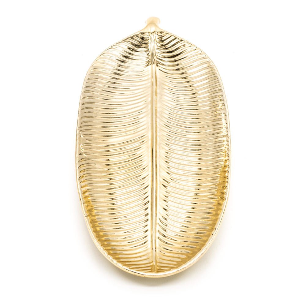 Centro de Mesa Home Elegance en forma Hoja de Metal 35.5 cm x 15 cm
