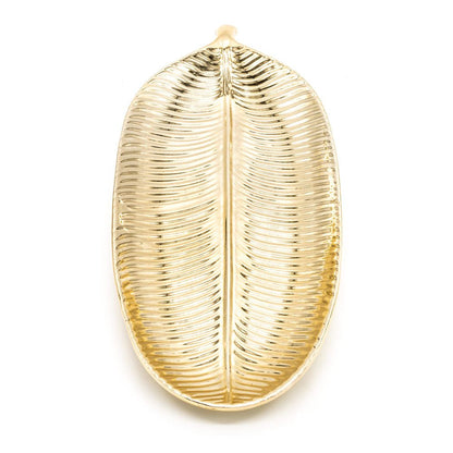 Centro de Mesa Home Elegance en forma Hoja de Metal 35.5 cm x 15 cm