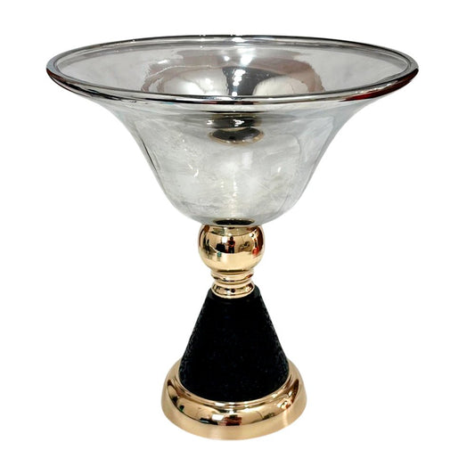 Centro de mesa Montefiori de metal y vidrio de 27 cm.