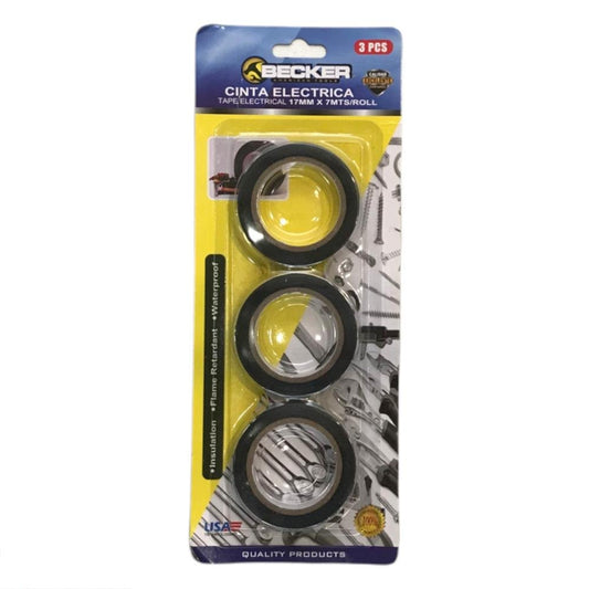 Cinta Adhesiva Becker Eléctrica 17 mm x 5 m 3 Piezas
