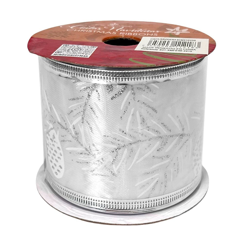 Cinta Navideña Blanca 6 cm x 10 yds / Miró Christmas / Surtidas - Miro Christmas - Titan.com.pa - 7450206112183