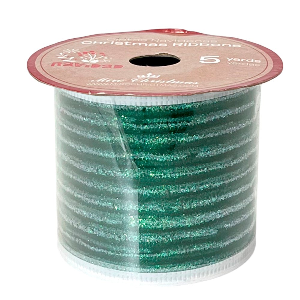 Cinta Navideña Miro Christmas / Green - Silver / 2.5"x5Yd / Surtido - Miro Christmas - Titan.com.pa - 7450120279603