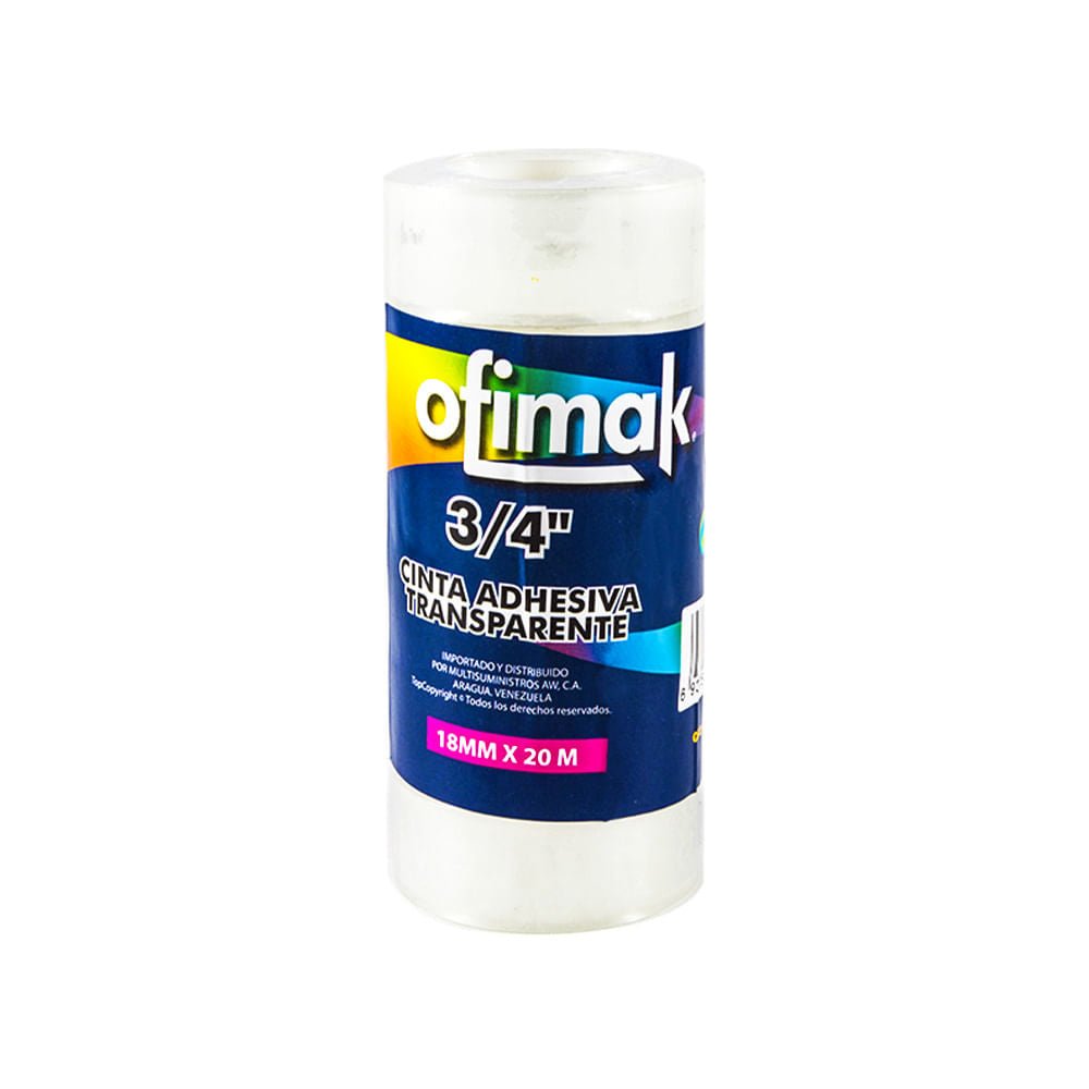 Cintas Adhesiva 3/4" Ofimak de 18 mm x 20 mts 6 Piezas