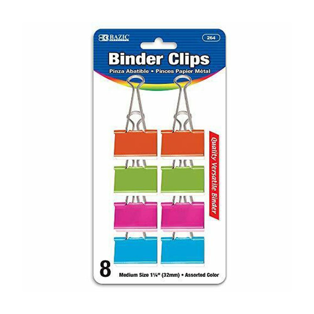 Clips Mariposa Bazic Colores 8 Piezas 32 mm