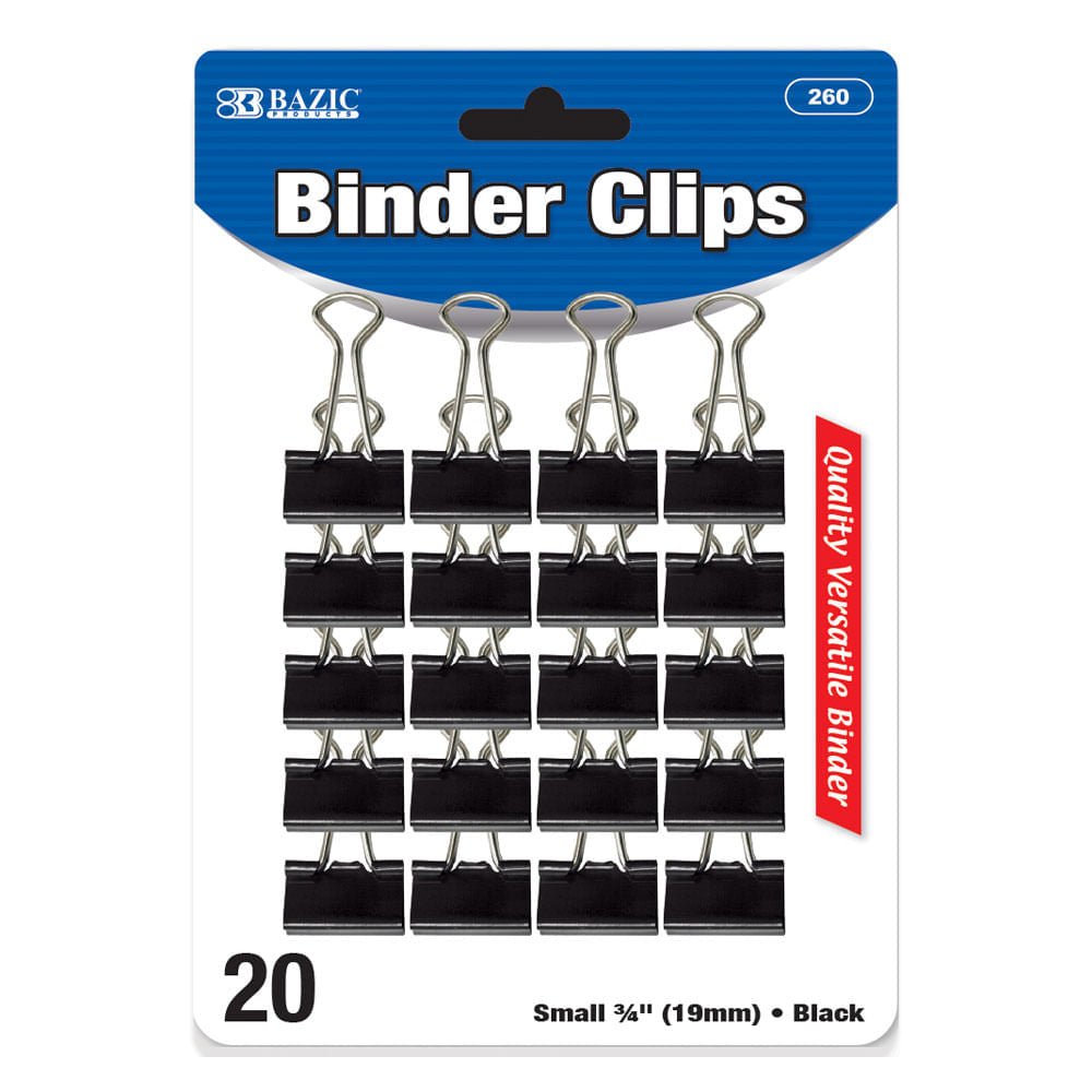 Clips Mariposa Bazic Negro 20 Piezas 19 mm