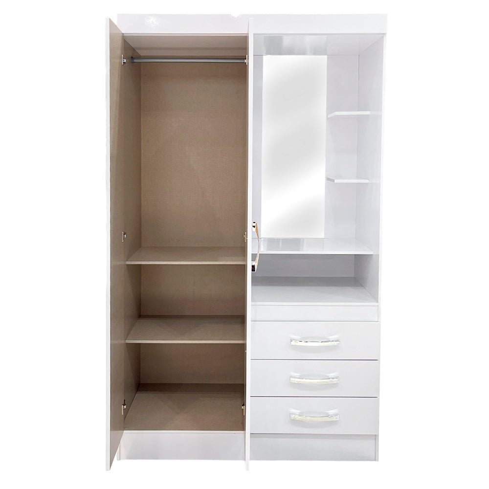 Closet MDF Henn / 2 Puertas / 3 Gavetas / Blanco | Titan.com.pa