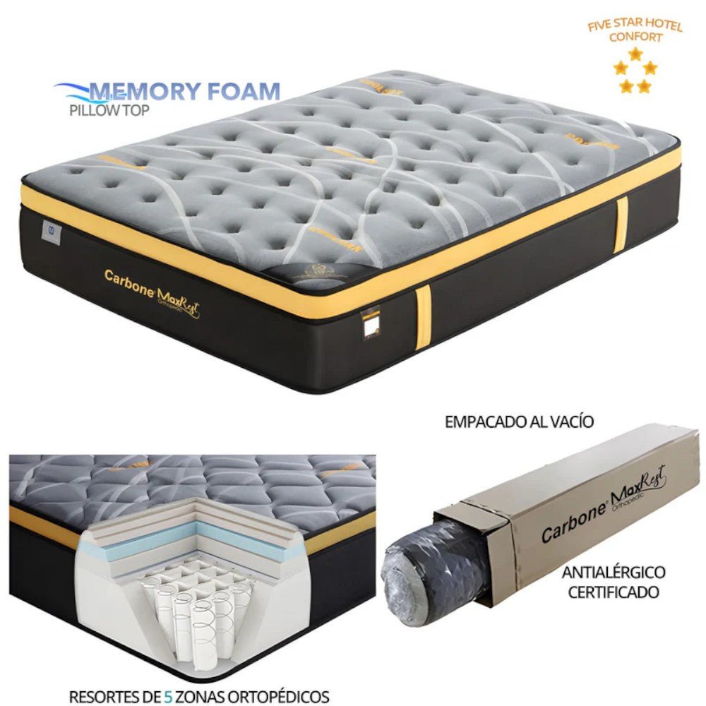 Colchón Twin Carbone Pillow Memory Foam - Ortopédico - Carbone - Titan.com.pa - 2150110145905
