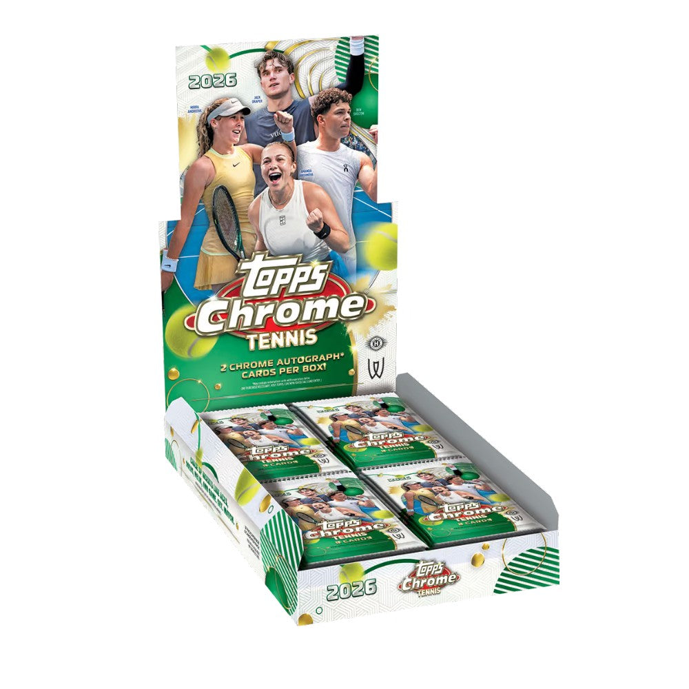2026 Topps Chrome Tennis Hobby Box | 2 Autógrafos