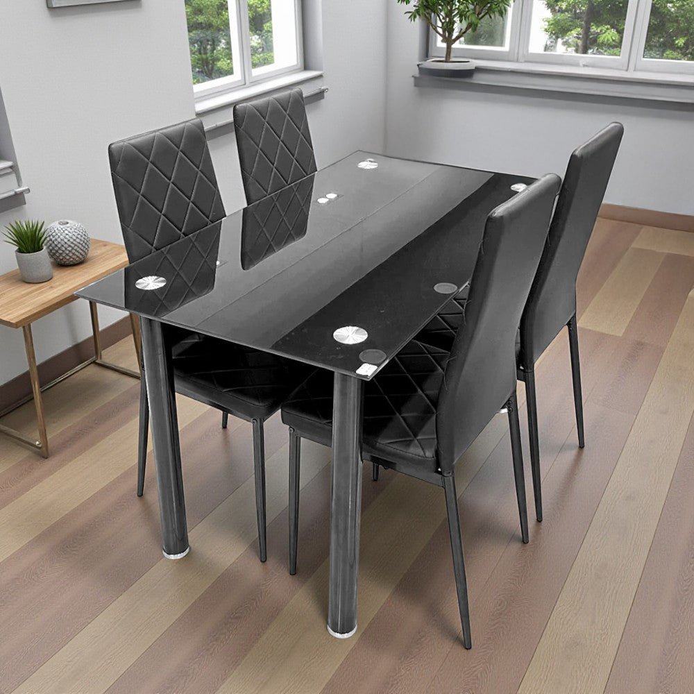 Comedor Elements Furniture / 4 Puestos de Metal / Con Vidrio Black - Elements Furniture - Titan.com.pa - 2100000162635
