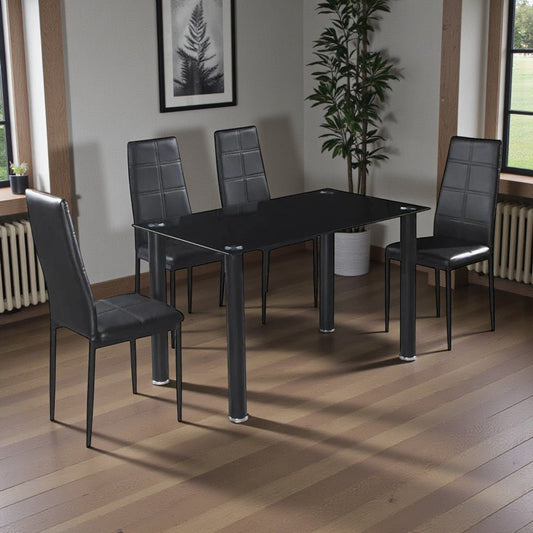 Comedor Elements Furniture / 4 Puestos de Metal / Vidrio Black - Elements Furniture - Titan.com.pa - 2100000505883
