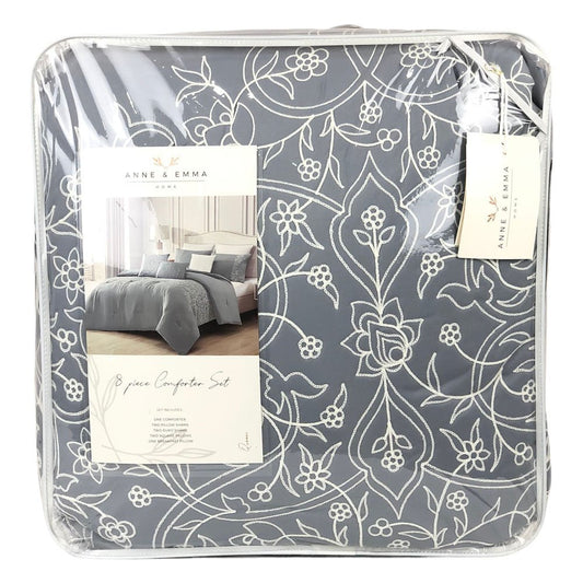 Comforter Sl Home Fashion Harlow 8 Piezas Gris - Queen