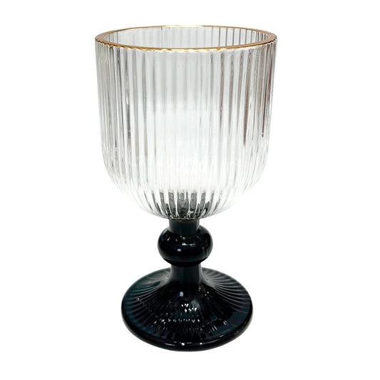 Copa de vidrio Clear Home Elegance de 16 cm con base negra.