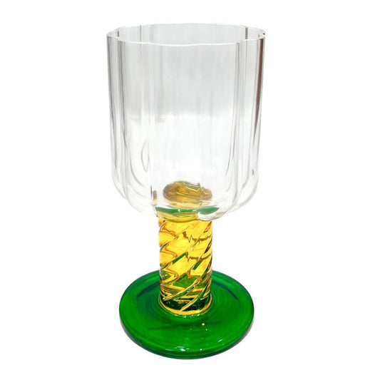 Copa de vidrio Clear Home Elegance de 16 cm con tallo amarillo.