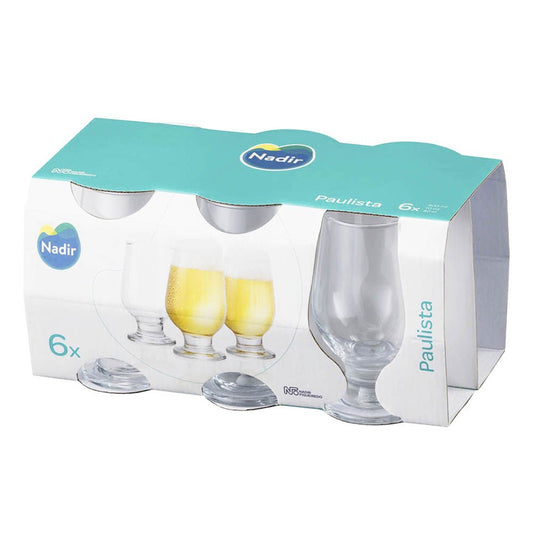 Copas Para Cerveza Nadir Paulista de Vidrio 13 oz de 6 Piezas