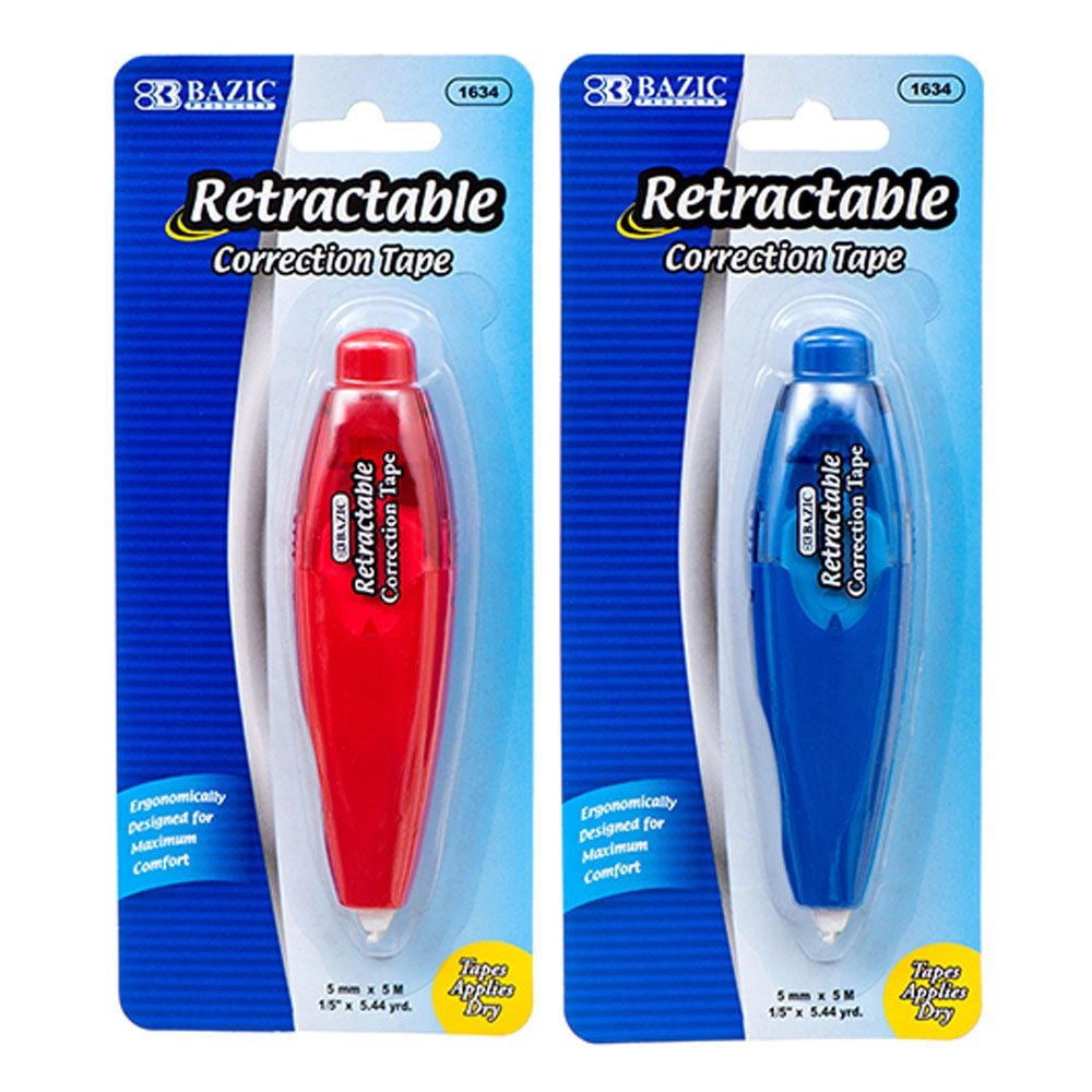 Corrector Tape Bazic Retractable - Surtido