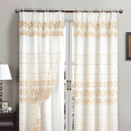 Cortina Aliya Beige Gold Con Cenefa