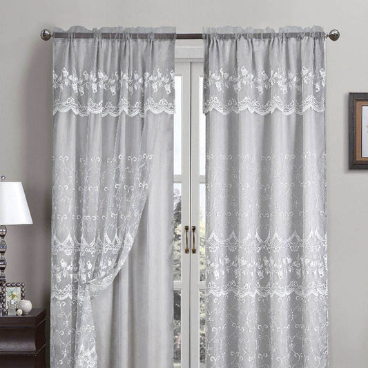 Cortina Aliya Silver White Con Cenefa