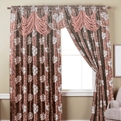 Cortina Arlene 55” X 84” Panel De Jacquard Con Cenefa Blush - Sally Textile - Titan.com.pa - 806718110648
