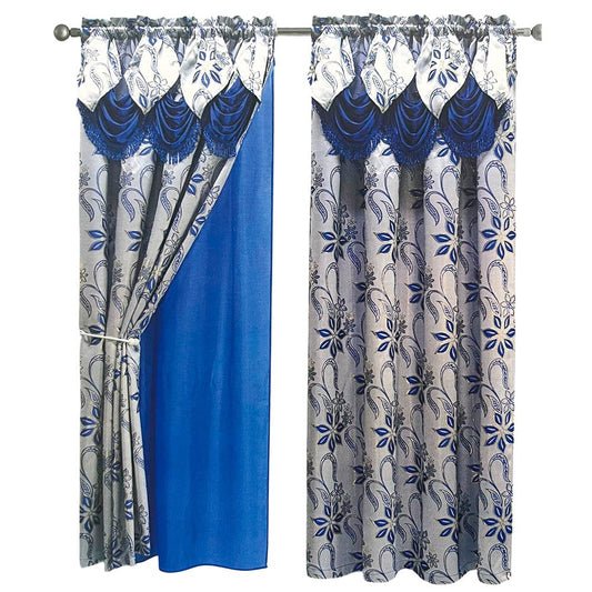 Cortina Azucena Home Elegance - Navy c/ Cenefa - Bolsillo Barra - 54 x 84" - Home Elegance - Titan.com.pa - 2100000460052