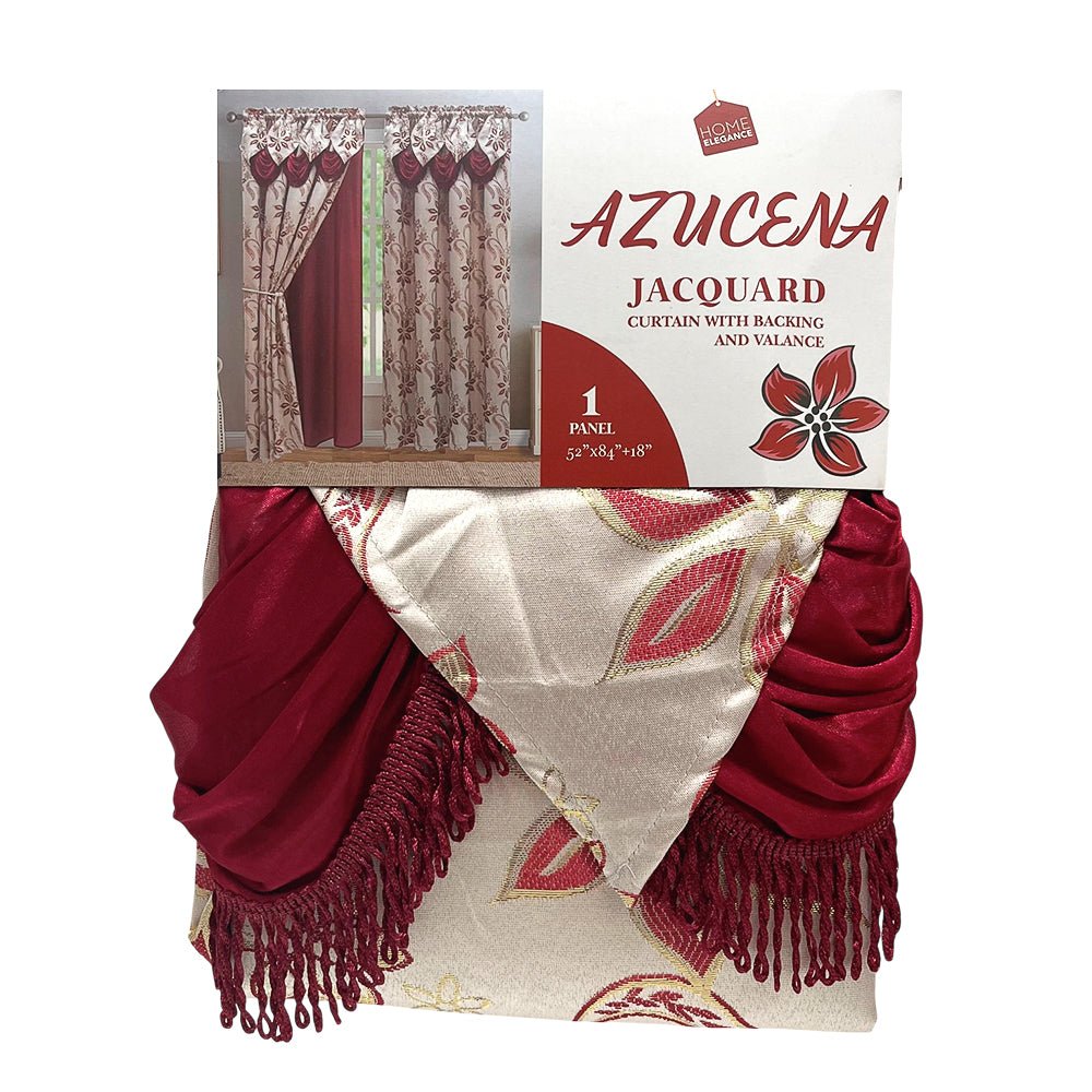 Cortina Azucena Home Elegance - Rojo c/ Cenefa - Bolsillo Barra - 54 x 84" - Home Elegance - Titan.com.pa - 2100000739349