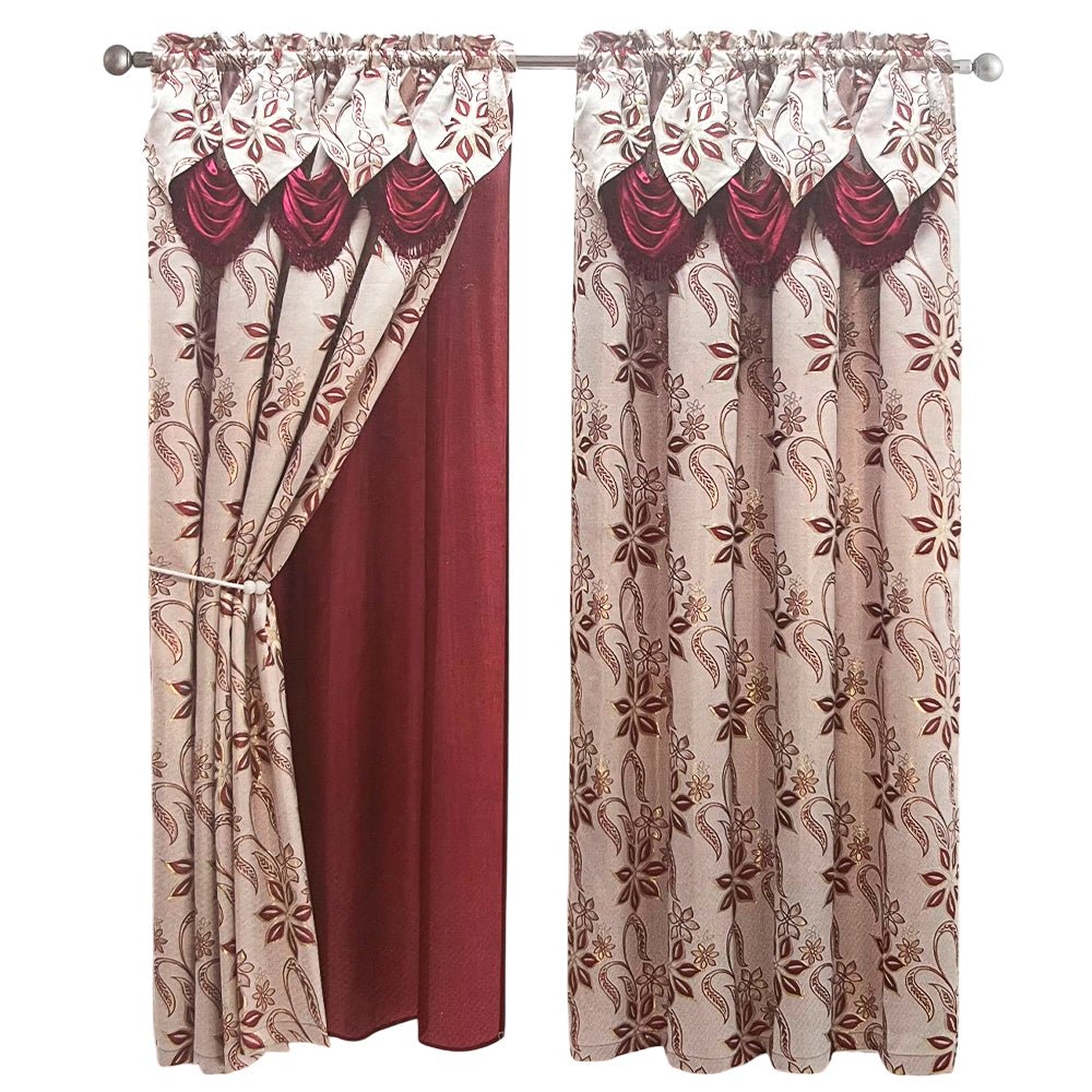 Cortina Azucena Home Elegance - Rojo c/ Cenefa - Bolsillo Barra - 54 x 84" - Home Elegance - Titan.com.pa - 2100000739349