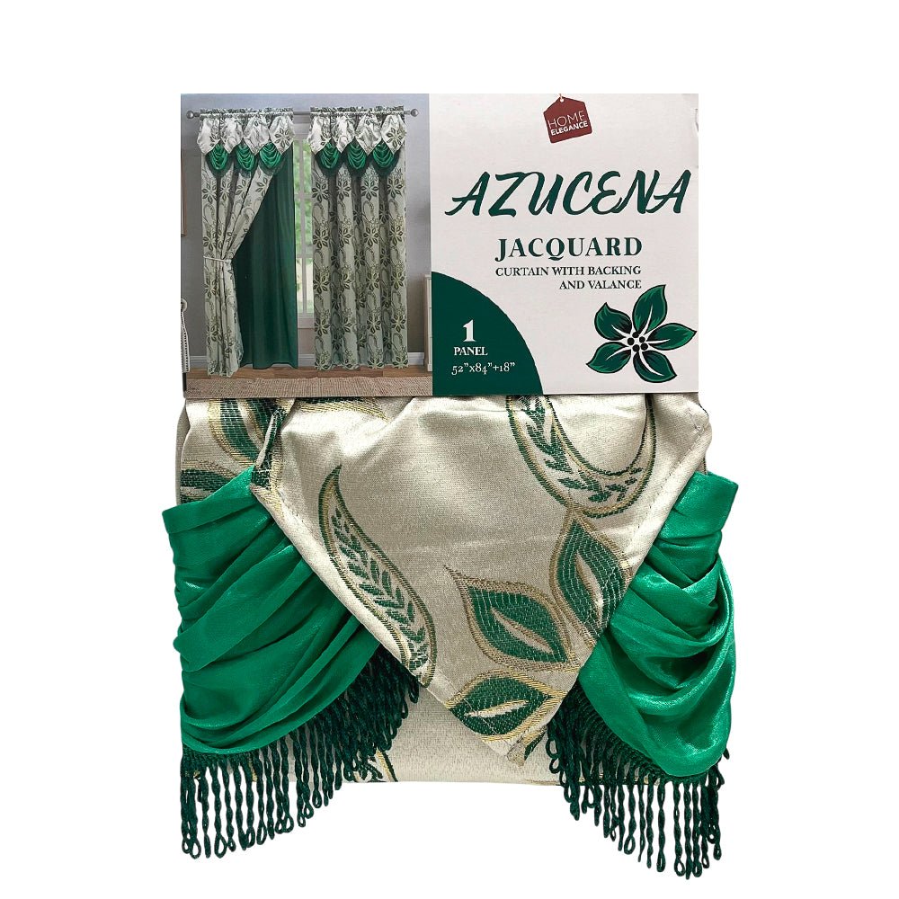 Cortina Azucena Home Elegance - Verde c/ Cenefa - Bolsillo Barra - 54 x 84" - Home Elegance - Titan.com.pa - 2100000099375