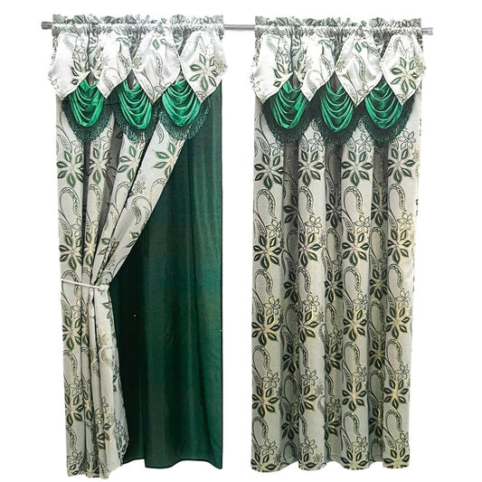 Cortina Azucena Home Elegance - Verde c/ Cenefa - Bolsillo Barra - 54 x 84" - Home Elegance - Titan.com.pa - 2100000099375