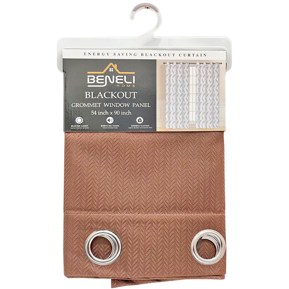 Cortina Blackout Marrón con Aros / Beneli Home / 54"x90" - Beneli Home - Titan.com.pa - 7453129426436