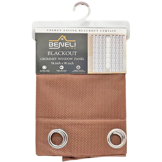 Cortina Blackout Marrón con Aros / Beneli Home / 54"x90" - Beneli Home - Titan.com.pa - 7453129426436