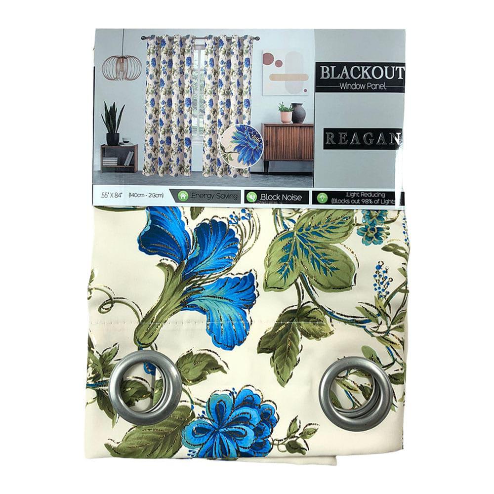 Cortina Blackout Sally Textile Reagan Con Aros 55" x 84" - Azul