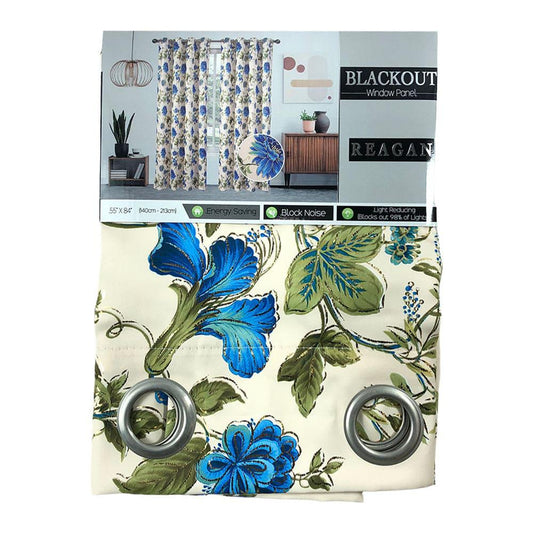 Cortina Blackout Sally Textile Reagan Con Aros 55" x 84" - Azul