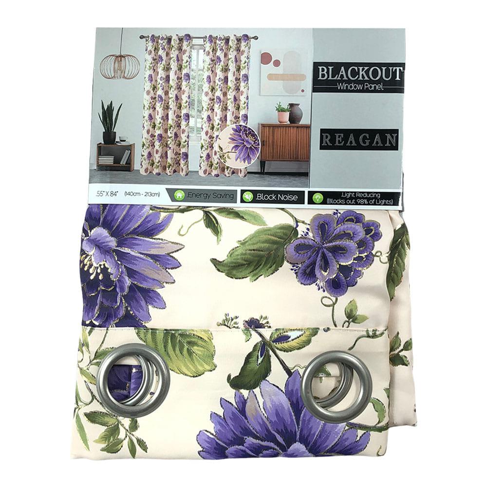 Cortina Blackout Sally Textile Reagan Con Aros 55" x 84" - Morado