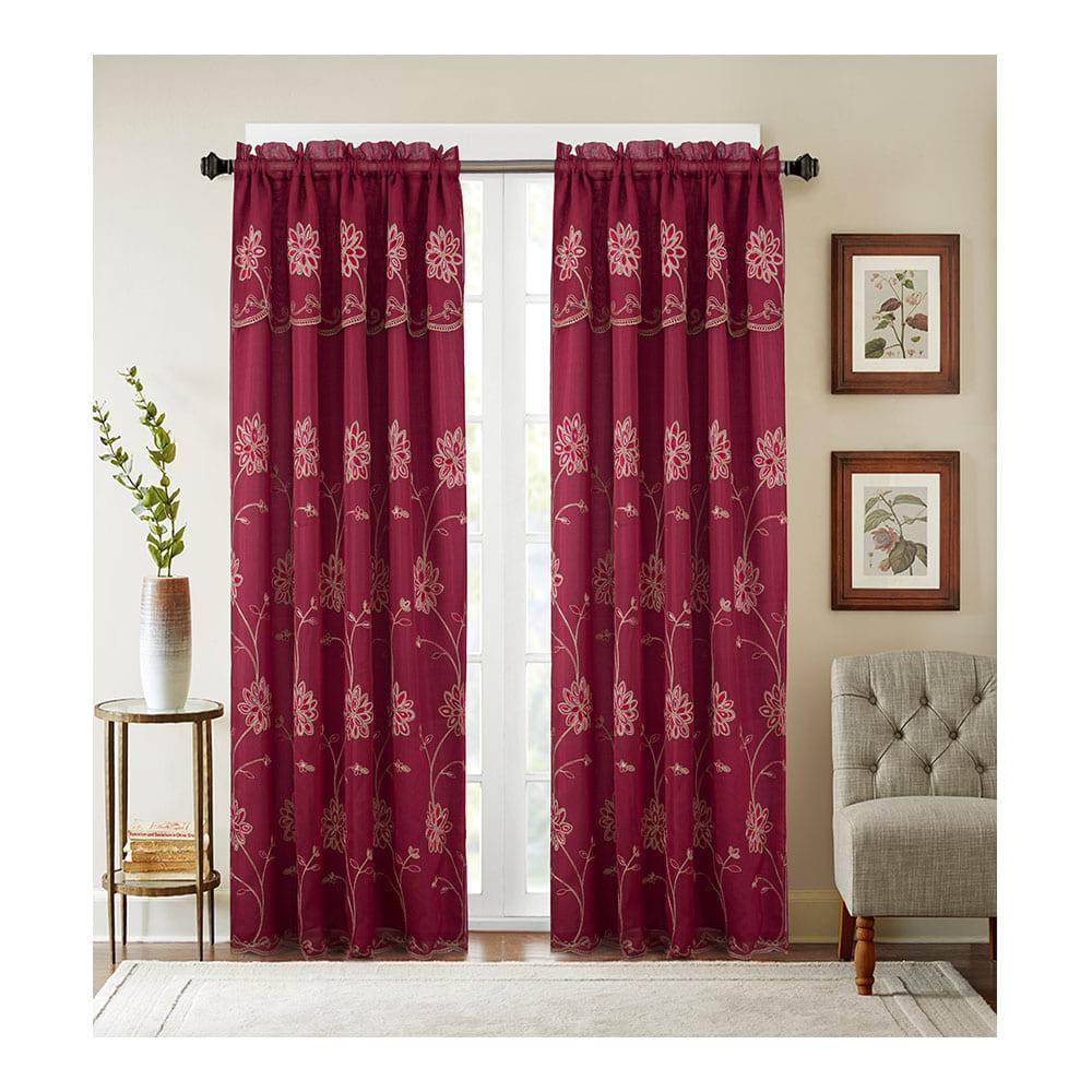 Cortina Carter Bordada Rt Designer de 54'' x 90'' - Rojo Oscuro