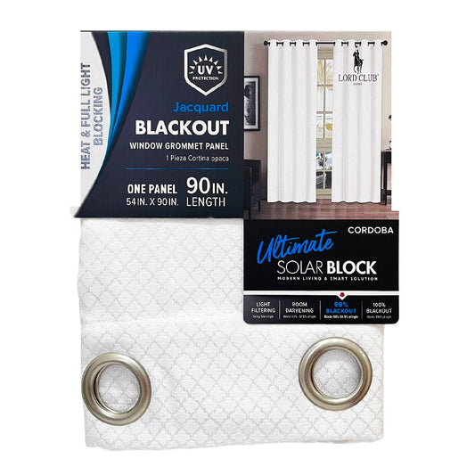 Cortina Córdoba Lord Club / Blackout / Blanca con Aros – 54" x 90" - Lord Club - Titan.com.pa - 2100000295296