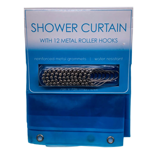 Cortina de Baño Home Collections Con Ganchos Plástica 70" x 72" - Azul
