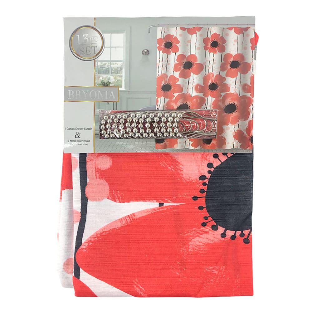 Cortina de Baño Sally Textile Bryonia de Tela Con Ganchos 70" x 72"