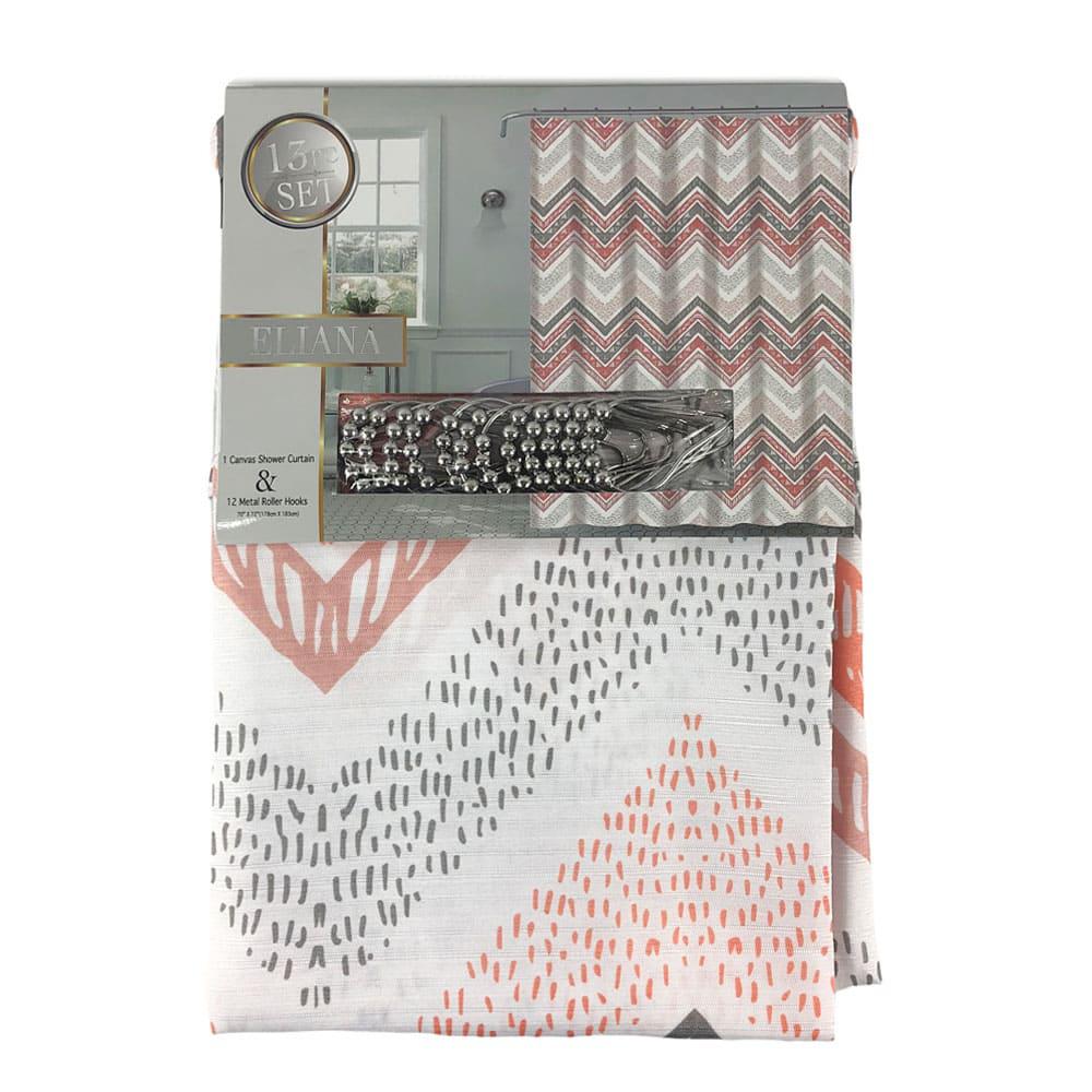 Cortina de Baño Sally Textile Eliana de Tela Con Ganchos 70" x 72"