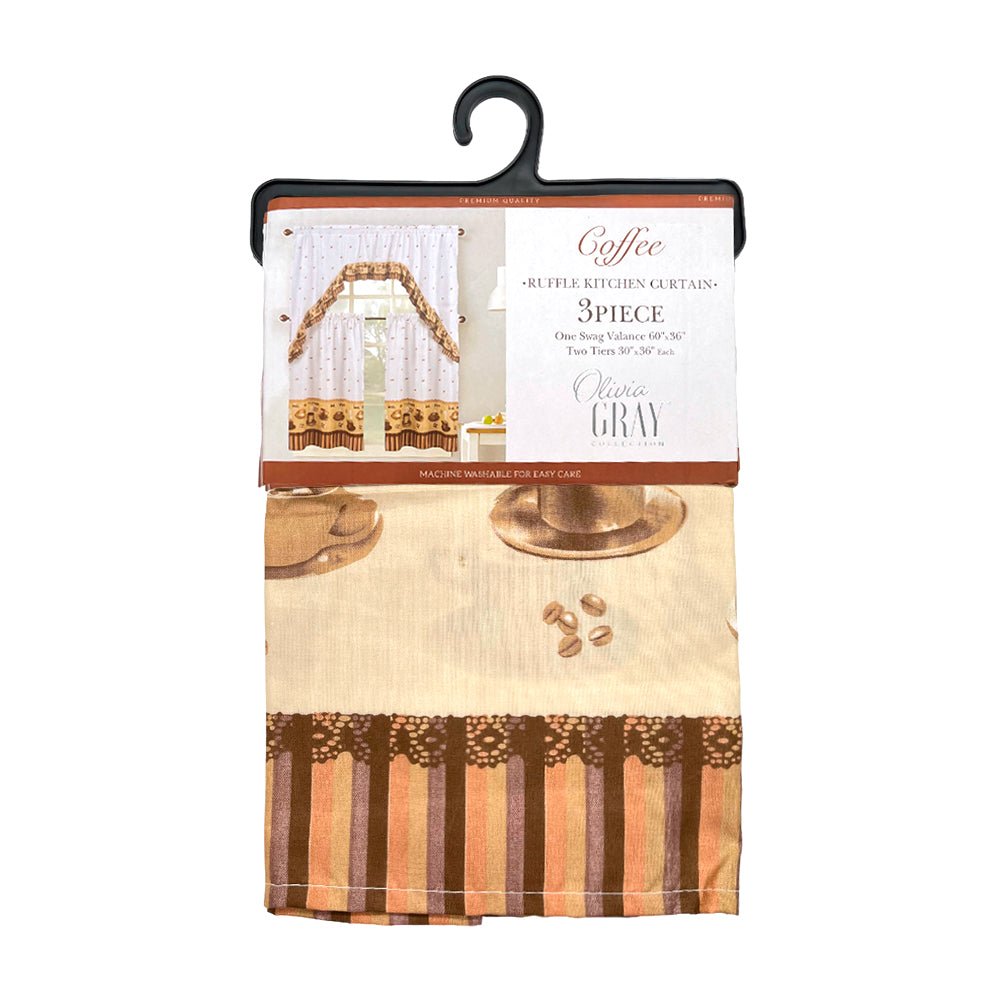 Cortina de Cocina 3 Piezas Rt Designer Estampada Coffe - Rt Designer - Titan.com.pa - 845951027696