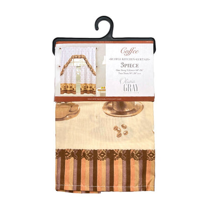 Cortina de Cocina 3 Piezas Rt Designer Estampada Coffe - Rt Designer - Titan.com.pa - 845951027696