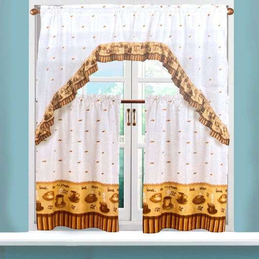 Cortina de Cocina 3 Piezas Rt Designer Estampada Coffe - Rt Designer - Titan.com.pa - 845951027696