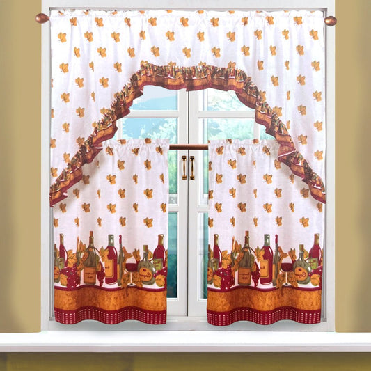 Cortina de Cocina 3 Piezas Rt Designer Estampada Wine - Rt Designer - Titan.com.pa - 845951027740