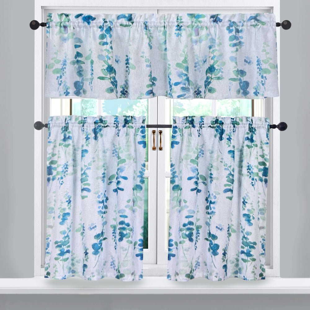 Cortina de Cocina Adela Regal Home 56" x 36" / 3 Piezas / Estampada - Blue/Sage - Regal Home - Titan.com.pa - 678298338466