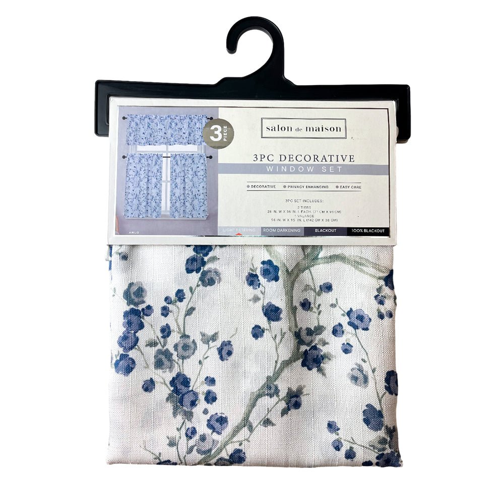 Cortina de Cocina Arlo Regal Home 56" x 36" / 3 Piezas / Estampada - Blue - Regal Home - Titan.com.pa - 678298338381