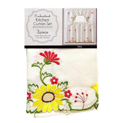 Cortina de Cocina RT Designer / Daisy Bordada / Lemon – 3 Piezas - RT Designer - Titan.com.pa - 196210044412
