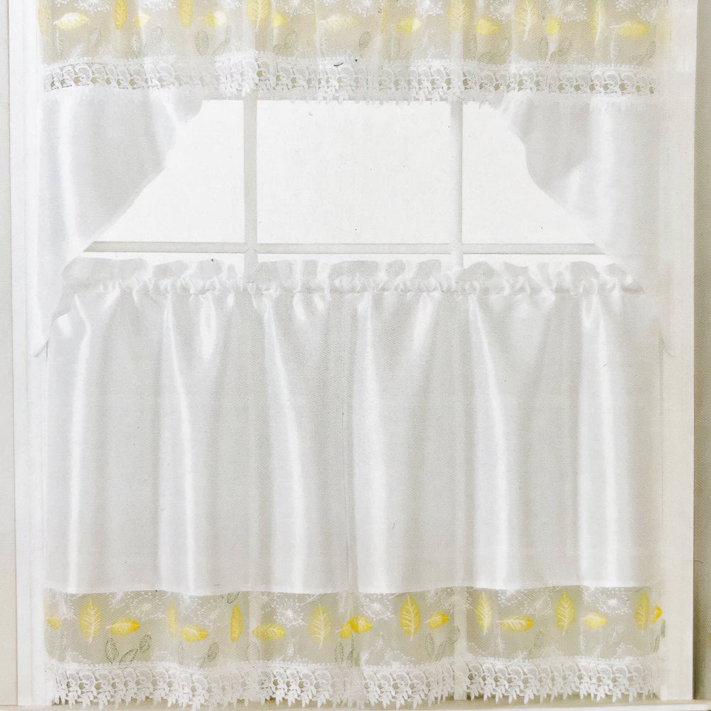 Cortina de Cocina RT Designer / Leaf Bordada White / 3 Piezas - RT Designer - Titan.com.pa - 196210044566