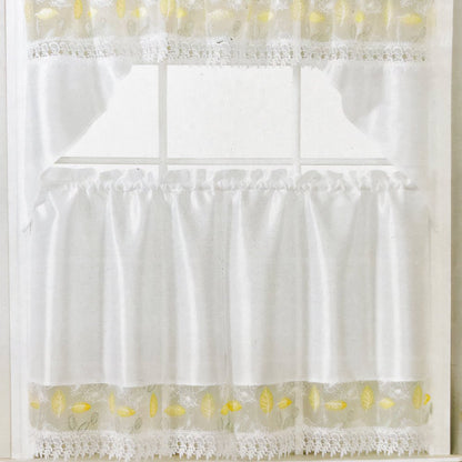Cortina de Cocina RT Designer / Leaf Bordada White / 3 Piezas - RT Designer - Titan.com.pa - 196210044566